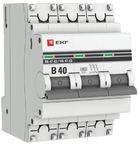 Выключатель автоматический EKF PROxima ВА47-63 3п 40А B 6кА картинка
